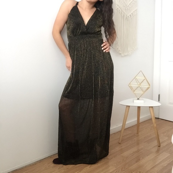 NWT Homecoming Prom Shimmer Black Maxi Dress - Picture 7 of 7